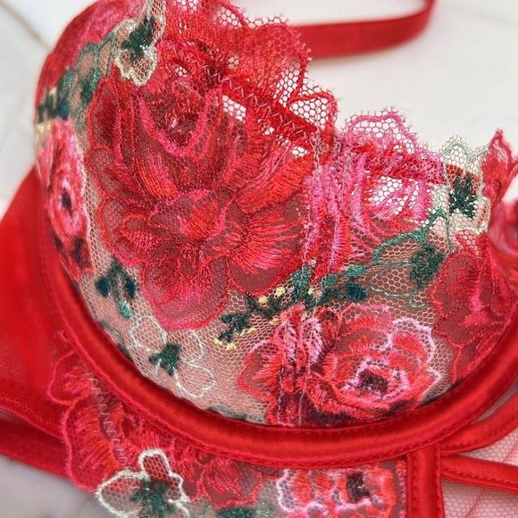 VICTORIA’S SECRET GORGEOUS LACY TEDDY W/SIDE TIES & G STRING NWT SZ-M 🧡❤️🩷 - Picture 8 of 8